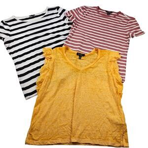 Lot of 3 womens tops shirts blouses sz M mixed brands career casual summer